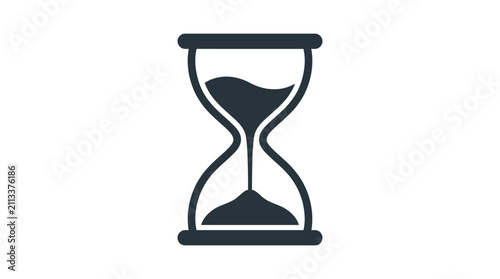 Elegant Hourglass Icon with Flowing Sand Silhouette Vector