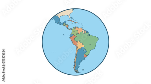 Vector illustration of planet earth globe showing north and south america continent map
