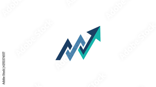 Abstract financial growth arrow logo vector illustration isolated on white background