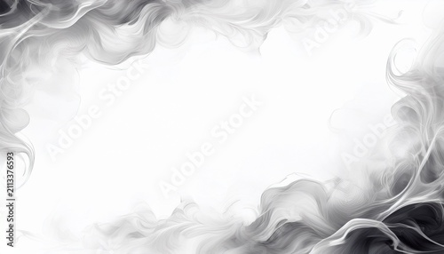 bright white cold smoke corner frame isolated on white or white background