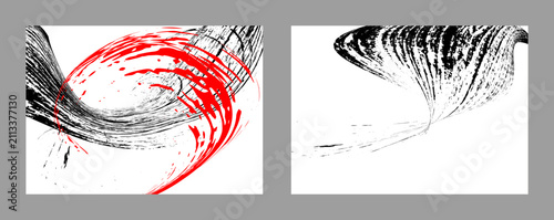 Strokes of black and red paint on a white background. Set of two templates. Graffiti element. Design template for the design of banners, posters, booklets, covers, magazines. EPS 10