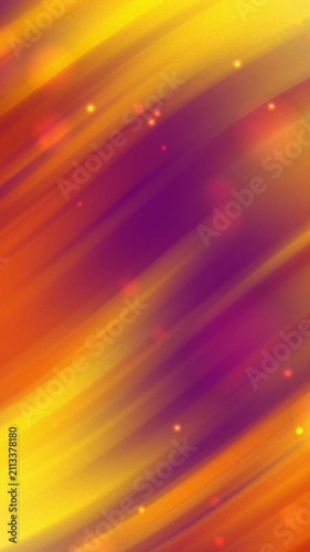 Dynamic abstract background featuring flowing diagonal streaks in warm gradient colors of yellow, orange, and purple, interspersed with soft bokeh light effects and shimmering particles.