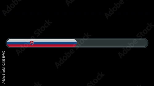 Loading progress bar animation with the Slovakia flag on a transparent background in 4K