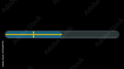 Loading progress bar animation with the Sweden flag on a transparent background in 4K