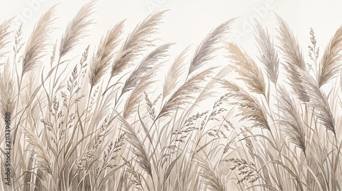 Beige pampas grass on a light background