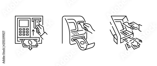 Step by step illustration of using an automated teller machine