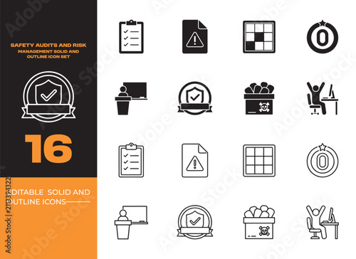 Safety Audits Risk Management Business Icon Set