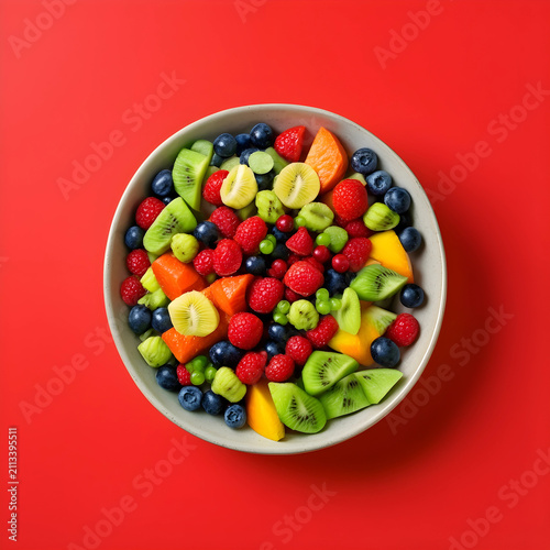 Colorful fruit salad bowl o...