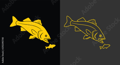 Obraz na plátne Gold fish hunting smaller prey predator concept illustration with predator
