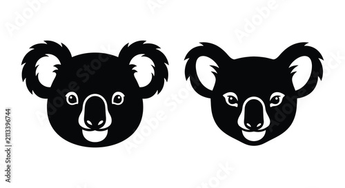 Photography Two koala head silhouettes facing forward with slightly different expressions bl