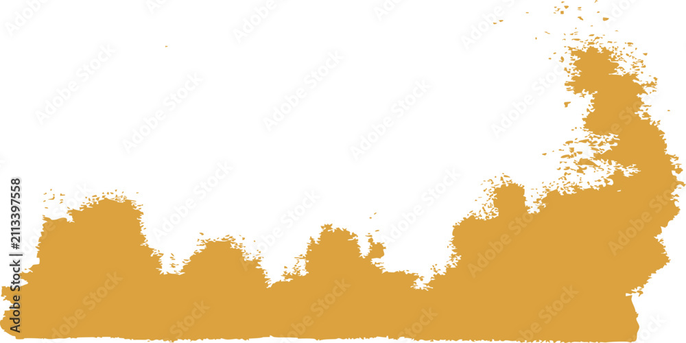 Fototapeta premium Ochre Gold Brush Stroke Bottom Border Element