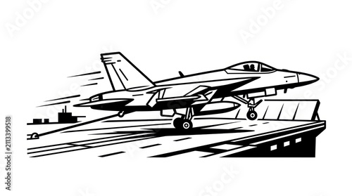 Fighter Jet Taking Off Aerial.