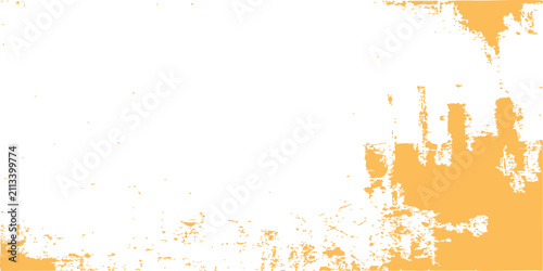 Distressed yellow paint splatter border vector texture, abstract grunge side frame overlay with rustic edge for banner background graphic design