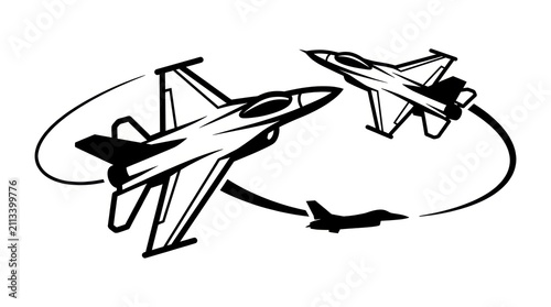 Fighter jets in aerobatic formation.