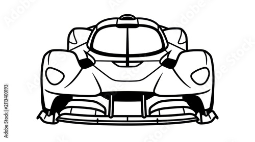 Front view of racing car.