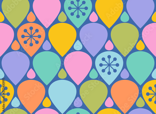 Vector seamless retro pattern of abstract geometric shapes in mid-century style. Retro geometric Christmas pattern in vintage style.