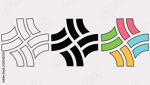 Abstract geometric woven intersecting line logo vector icon set