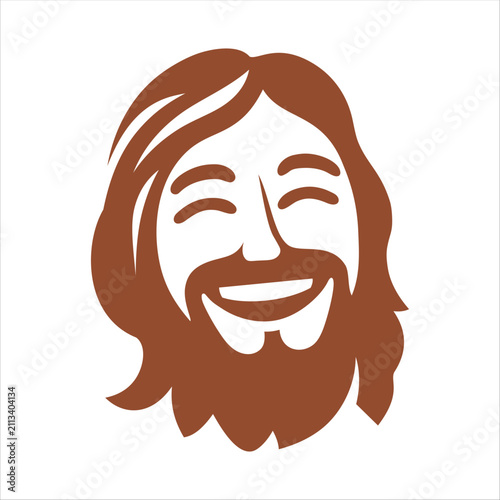 Minimalist Jesus Smile typography and illustration vector featuring a joyful Christian faith-inspired design that symbolizes hope, love, kindness, and positivity, perfect for t-shirts, stickers, etc