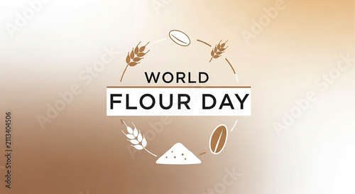 World Flour Day Golden Banner with Wheat Grains Illustration