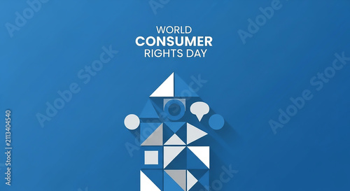 Blue Abstract Banner Design with Geometric Shapes and Text Space
