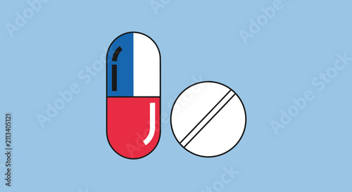 Two different types of medication pills and capsules.