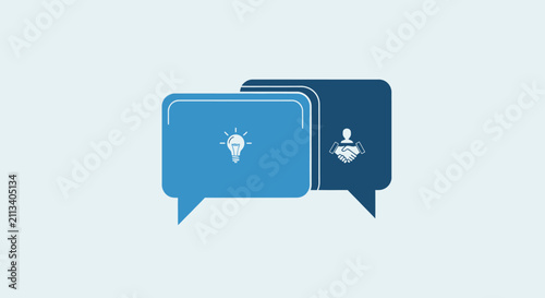 Two speech bubbles representing communication and ideas.