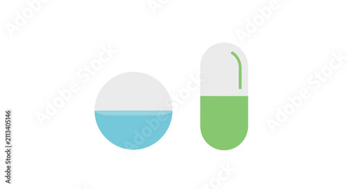Two Medicine Pills Isolated on White Background.