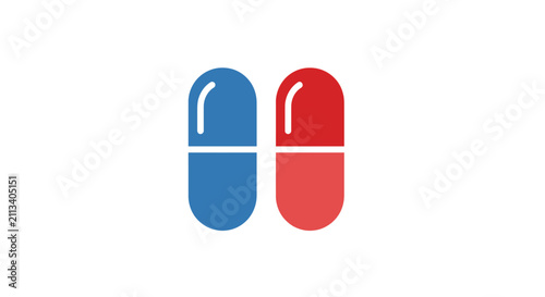 Two Pills Blue and Red Side by Side.