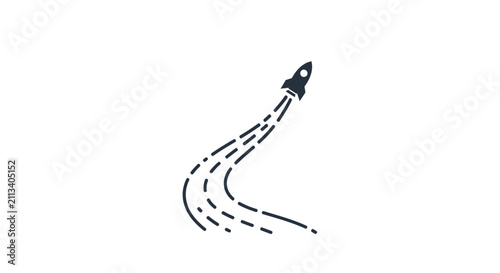 Stylized Rocket Launching Upwards with Trailing Smoke.