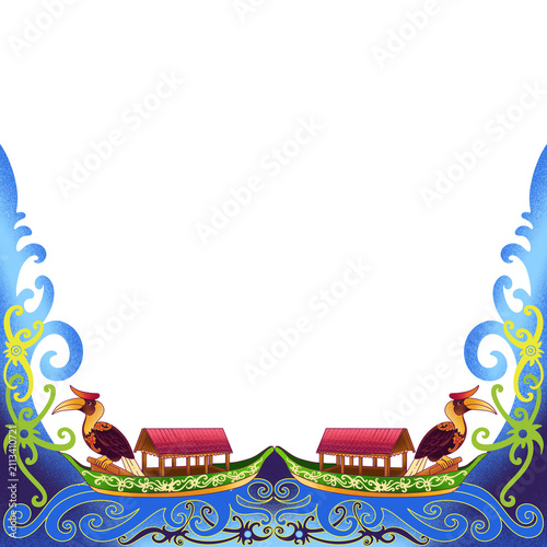 Принти на полотні Frame in typical Dayak style