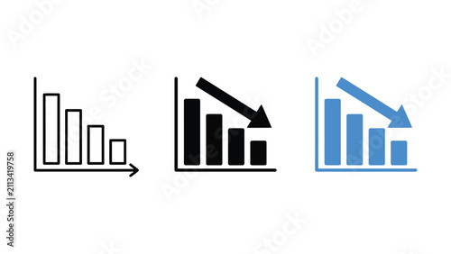 Fotografie Bar chart showing downward trend with arrow