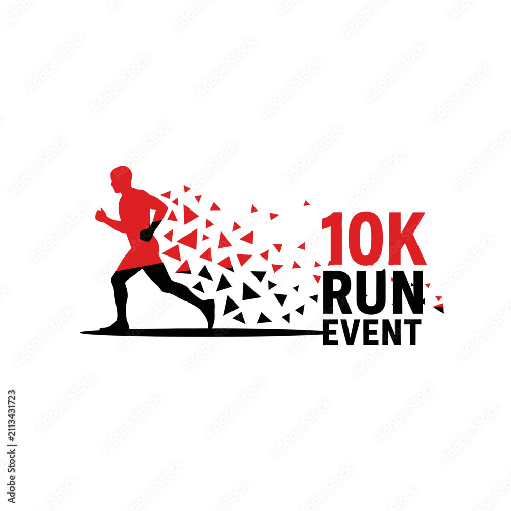 Obraz premium Dynamic Runner Dissolving Into Abstract Triangles For A 10k Run Event Logo