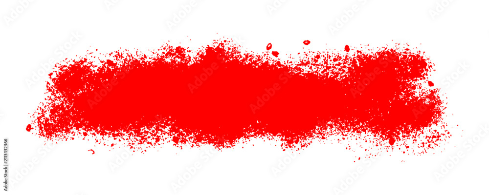 Obraz premium Spray paint grunge brush stroke features distressed rough edges with fine paint splatters. Messy hand painted ink texture mark designed for urban creative background clip art.
