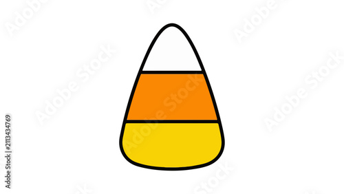Colorful cartoon candy corn treat displayed against a clean white background for seasonal decoration.