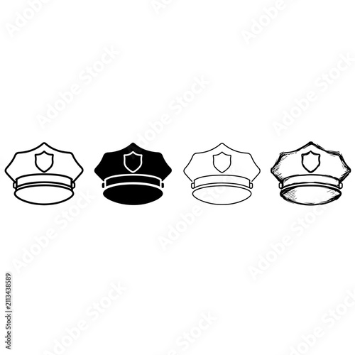 Police Officer Cap Icons Set