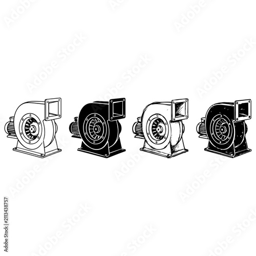 Centrifugal Blower Fan Icons Set