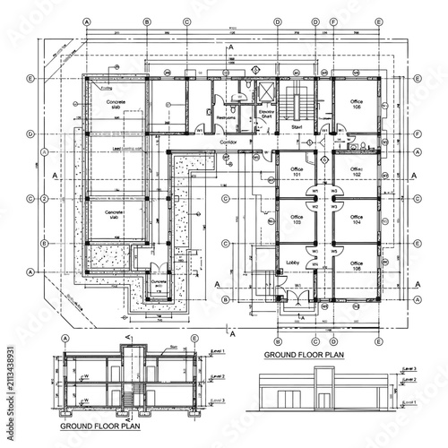 Comprehensive technical floor plan with detailed dimension annotations.
