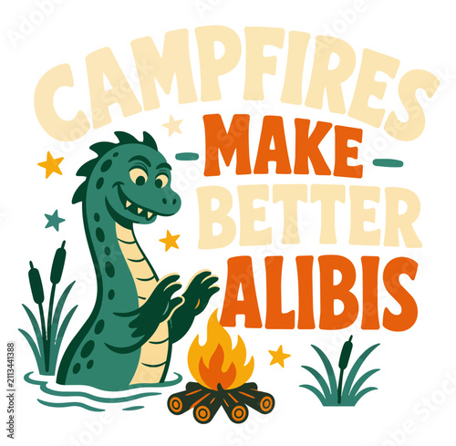 Playful Crocodile Campfire Adventure With Positive Outdoor Message