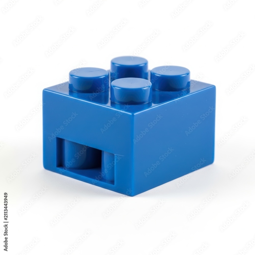 Fototapeta premium Blue 2x2 LEGO Brick Isolated on White Background