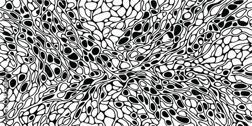 Black and White Organic Line Art Abstract Pattern with Cellular Texture