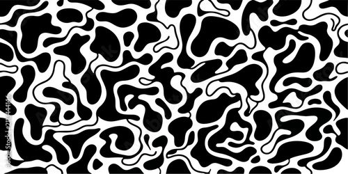 lack and White Organic Blob Seamless Abstract Background Pattern