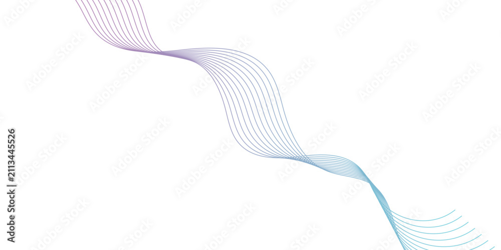 Fototapeta premium Flowing gradient waves of purple and blue lines on a white background vector illustration
