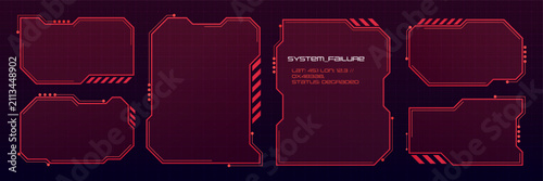 HUD danger Sci-fi warning panel featuring red glowing borders and futuristic interface graphics. Digital alert frame for games, security systems and technology screens.