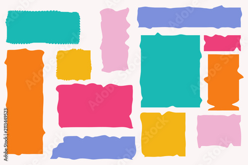 Hand Drawn Colorful Abstract Brush Frames and Organic Border Shapes Vector Set