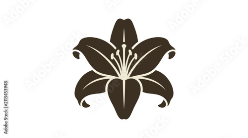 Картината върху платно Dark brown lily flower icon.