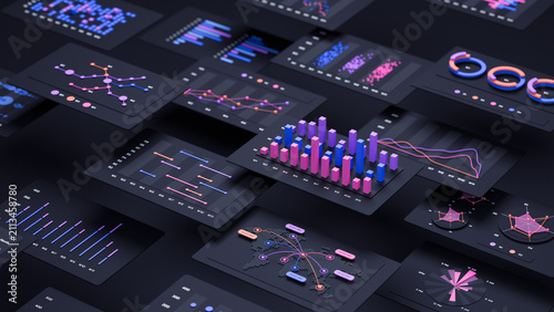 Financial data document graph chart report statistic marketing research development planning management strategy analysis accounting. Financial business technology concept. 3d rendering.