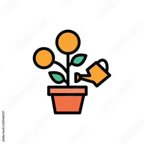 Business Growth, Wealth Investment, and Nurturing Concept Icon