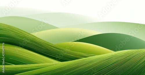 Rolling green hills with flowing textures and soft light gradients