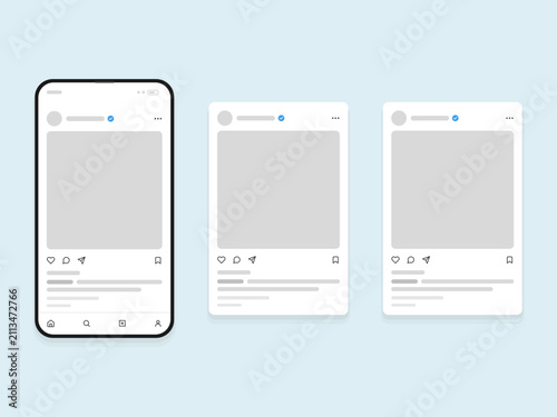 Generic Social Media Feed Mockup Collection in Smartphone and UI Cards