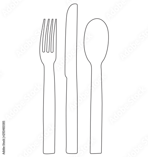 Minimalist Fork Knife and Spoon Cutlery Set Line Art Kitchen Illustration